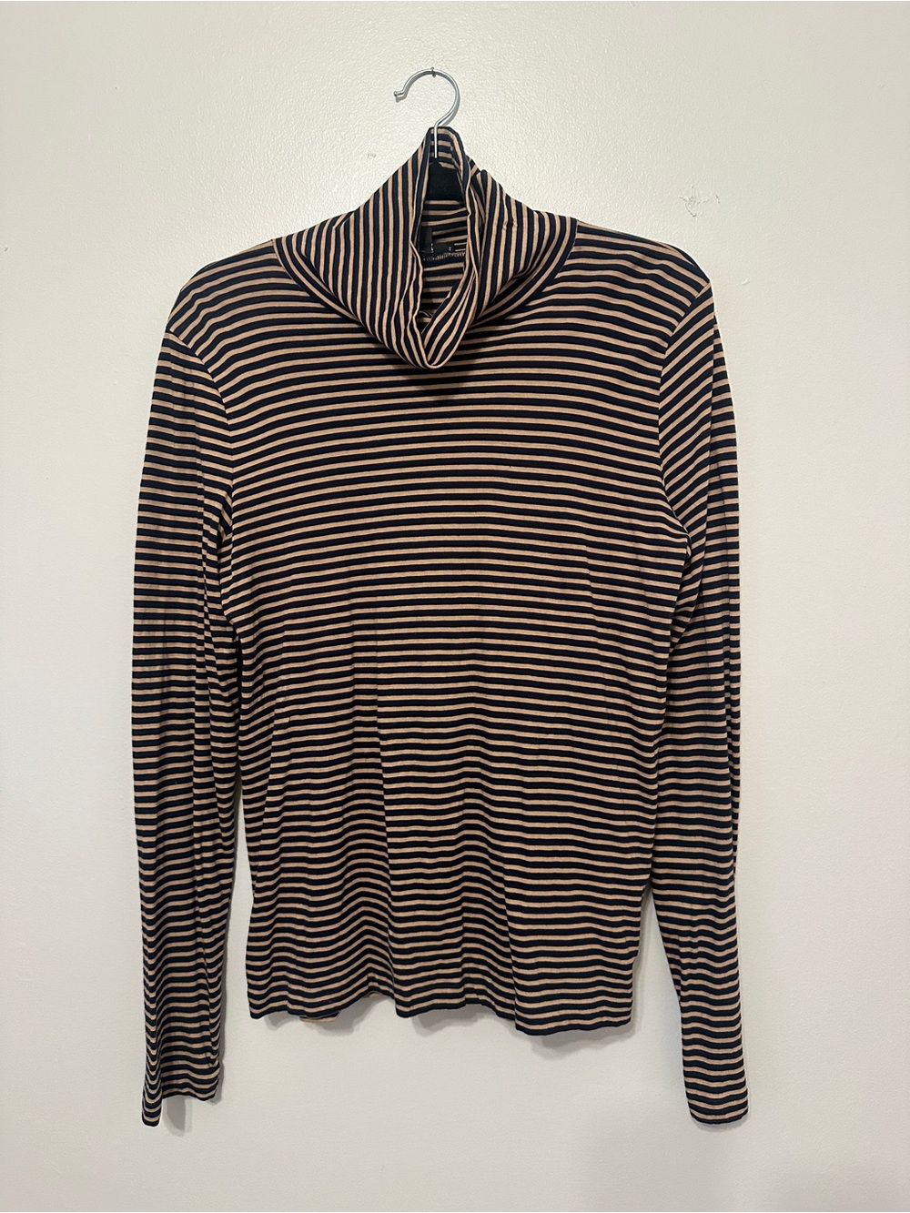 J. Crew Striped Black and Tan Turtleneck Sweater